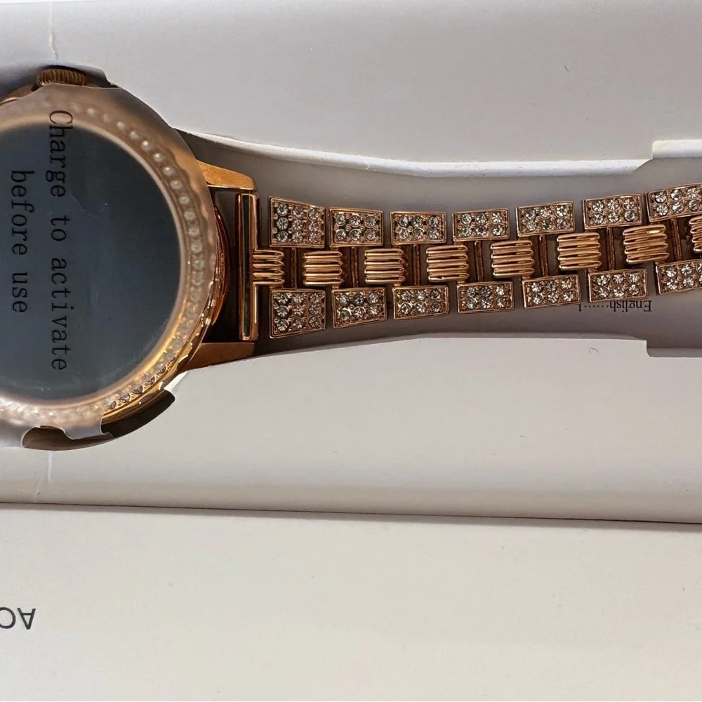 Luxury Gold Smartwatch with Crystal Detailing